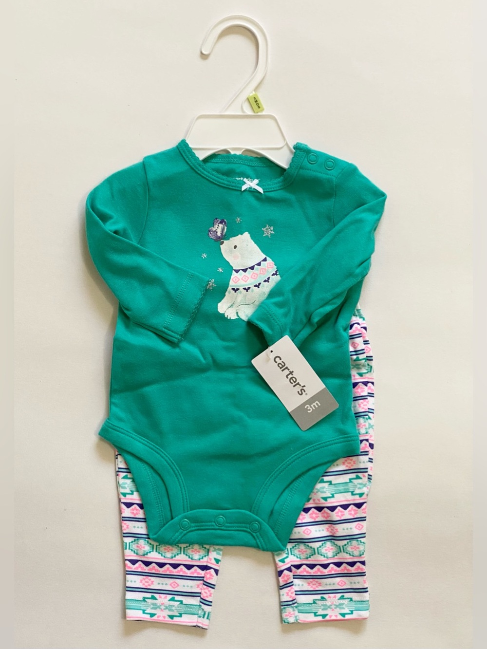 Carter's Teal Polar Bear Graphic Bodysuit with Patterned Leggings